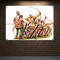 medieval warrior military banners flags vintage knights templar armor posters canvas painting wall hanging home decoration r1