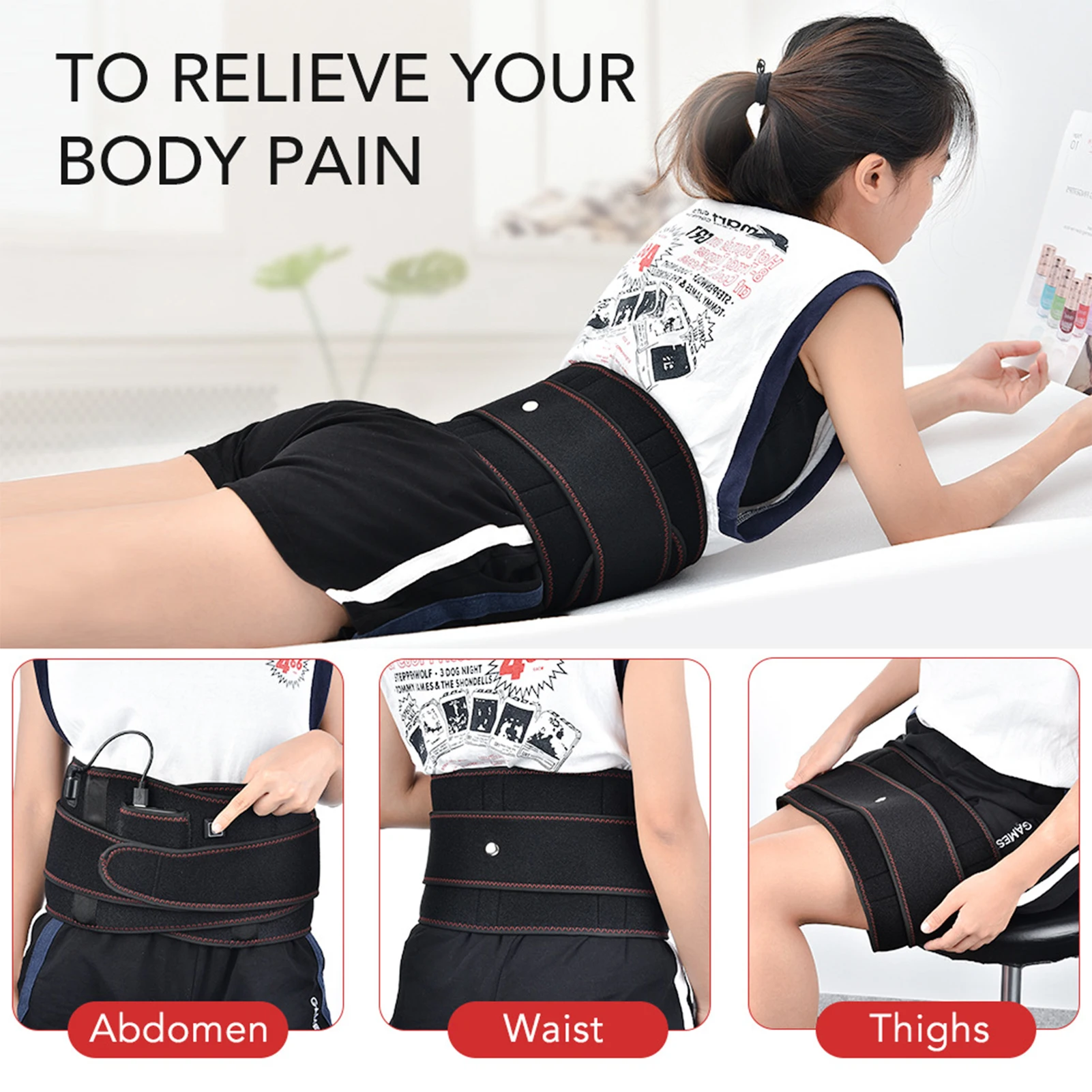 

Adjustable Electric Heating Waist Back Belt Heat Therapy Back Brace Support Belt Lumbar Brace Massage Band Health Care