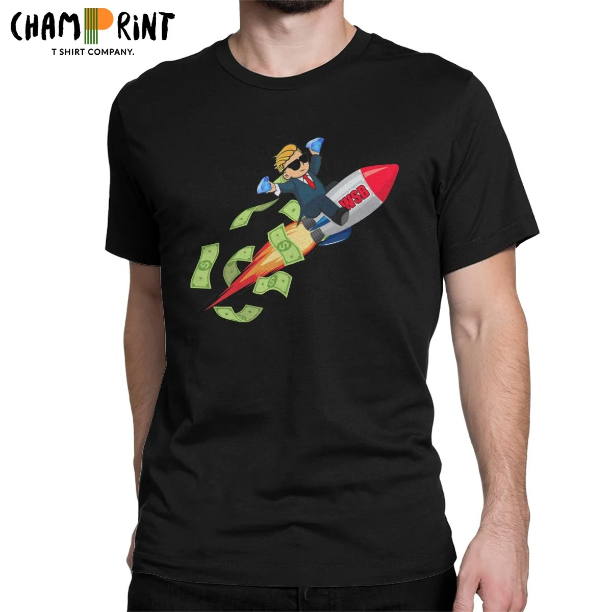 

WSB To The Moon Men T Shirts Gamestop Wallstreetbets GME T-Shirts Stock Stonks Trader Meme Diamond Hands Tees Plus Size Tops