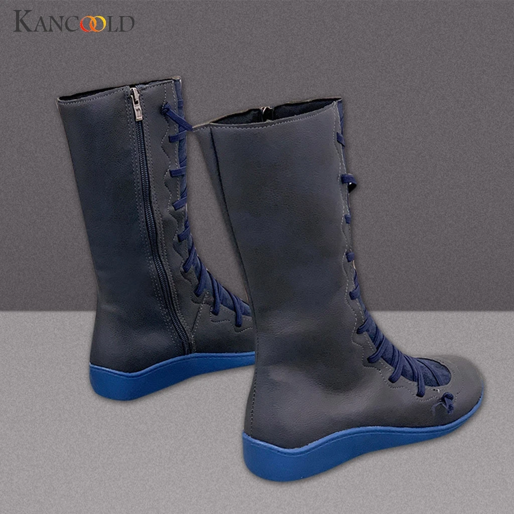 Женские высокие сапоги KANCOOLD повседневные парусиновые кроссовки с боковой