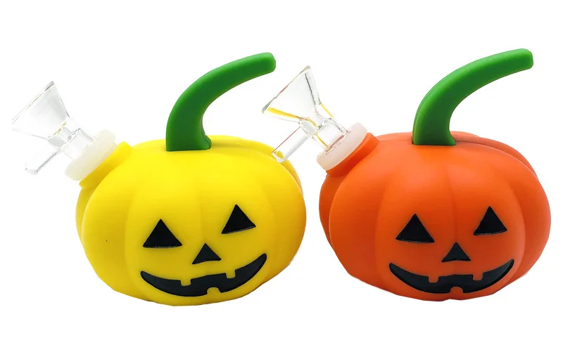 

Новая силиконовая трубка для курения тыквы Стеклянная Воронка портативная трубка для табака портативная бутылка для Хэллоуина трубка в ви...