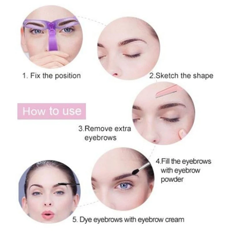 

New 8 in1 Eyebrow Shaping Template Reusable Helper Eyebrow Stencils Kit Grooming Card Eyebrow Defining Makeup Tools