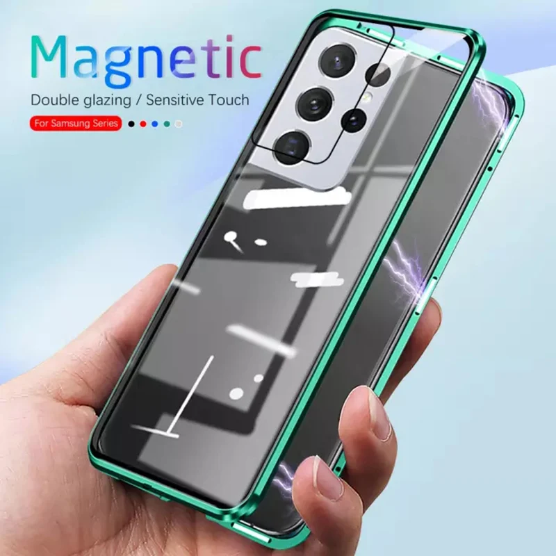 

Double Sided Magnetic Metal Case For Samsung Galaxy S30 S20 S21 S10 S9 S8 Plus Note 20 UItra 10 Pro 8 9 A51 A71 A50 Glass cover