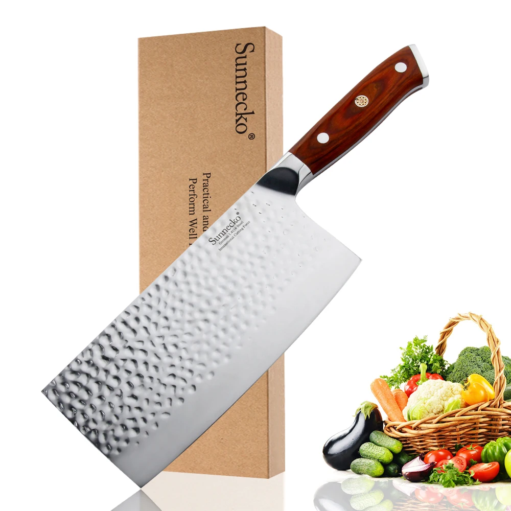 

SUNNECKO 7" Cleaver knife German 1.4116 Steel Hammer Blade Razor Sharp Meat Cutting Kitchen Knives Rosewood Handle Chef's Knife