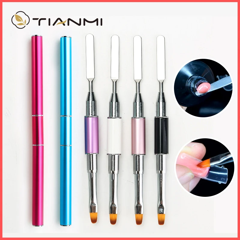 

TIANMI 1pc Double Side Nail Art Brush Spatula Take Gel Pen Manicure Tip Extension Acrylic Builder Accessory Nail Tool New Design