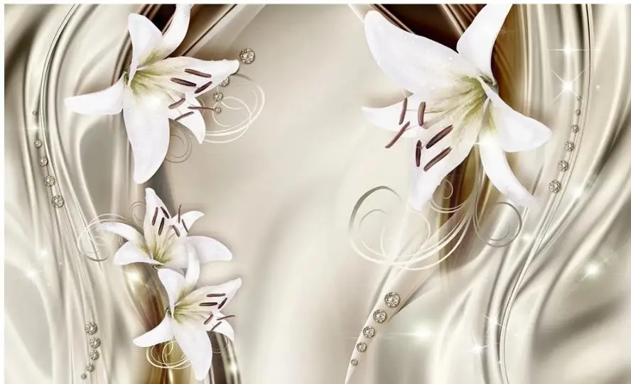 Индивидуальные обои для стен роскошные с золотой лилией 3D стерео в европейском