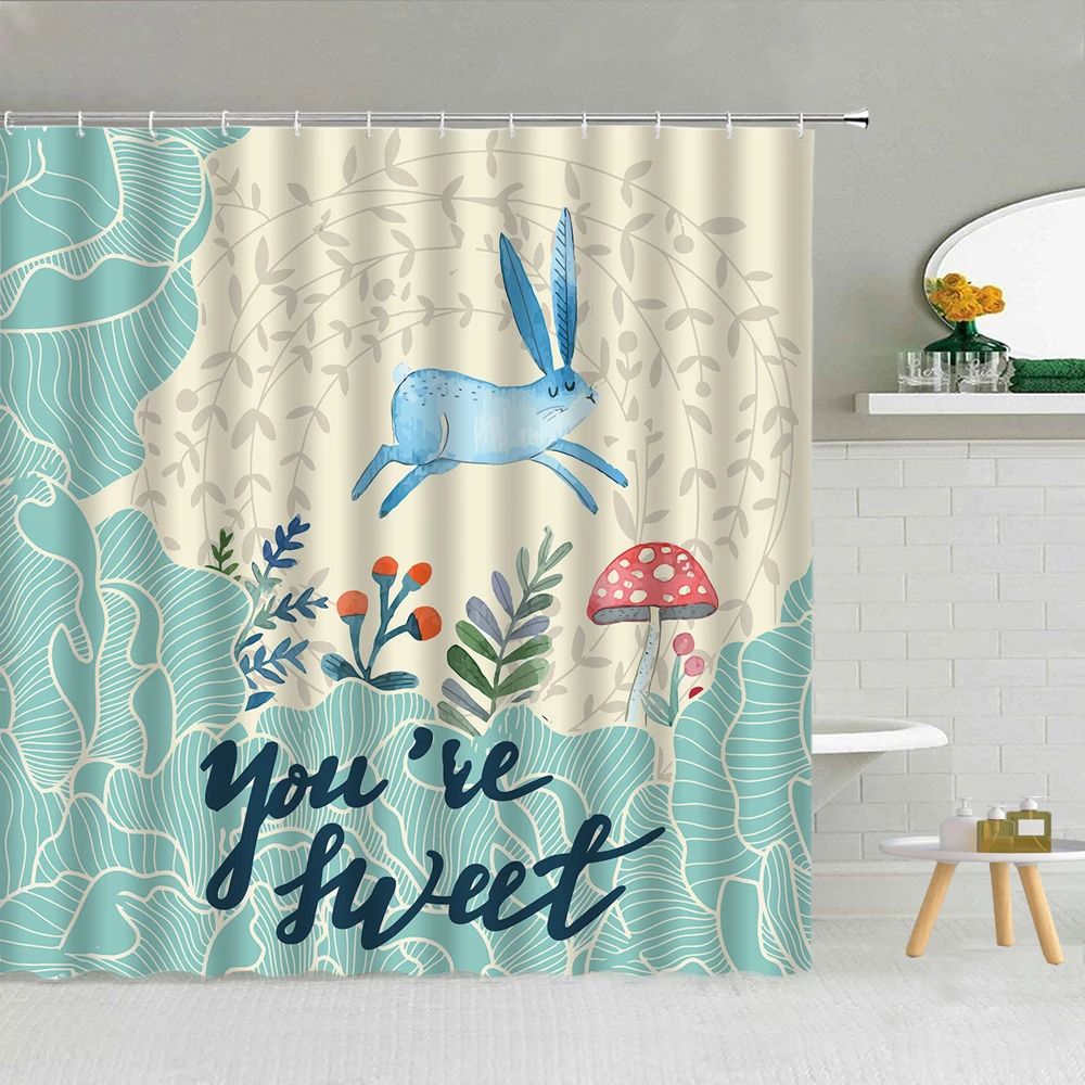 Занавеска для душа с милыми мультяшными животными фермерским домиком Кроликом