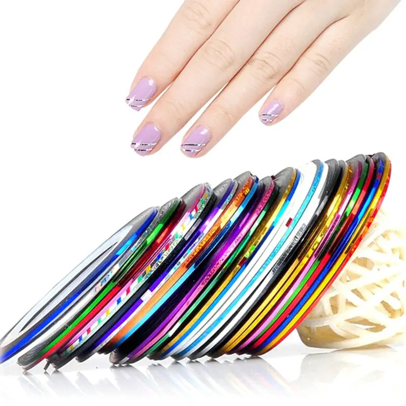 1 рулон дизайн ногтей 20 м клейкая полосовая лента линии наклейки украшения |