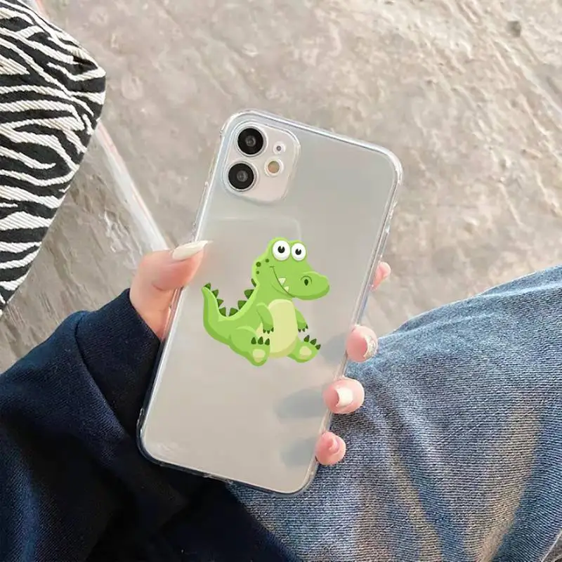 

Cute Cartoon Crocodile Phone Case Transparent soft For iphone 5 5s 5c se 6 6s 7 8 11 12 plus mini x xs xr pro max
