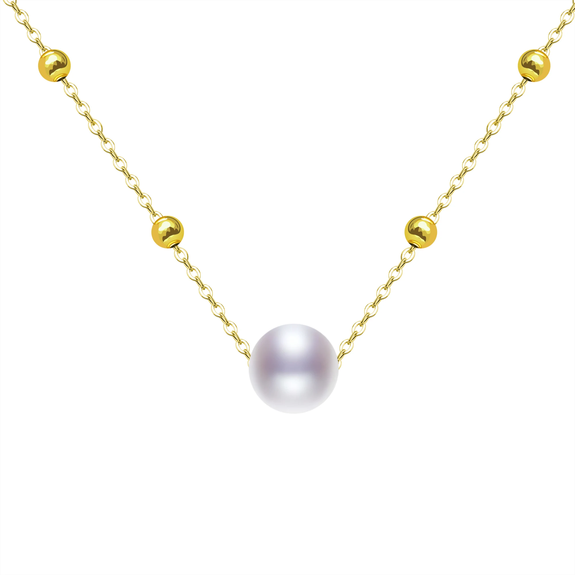 

NYMPH Real Natural Freshwater Pearl Pendant Necklace Pure 18K Gold Ball AU750 Chain for Women Fine Jewelry Wedding Gift D580