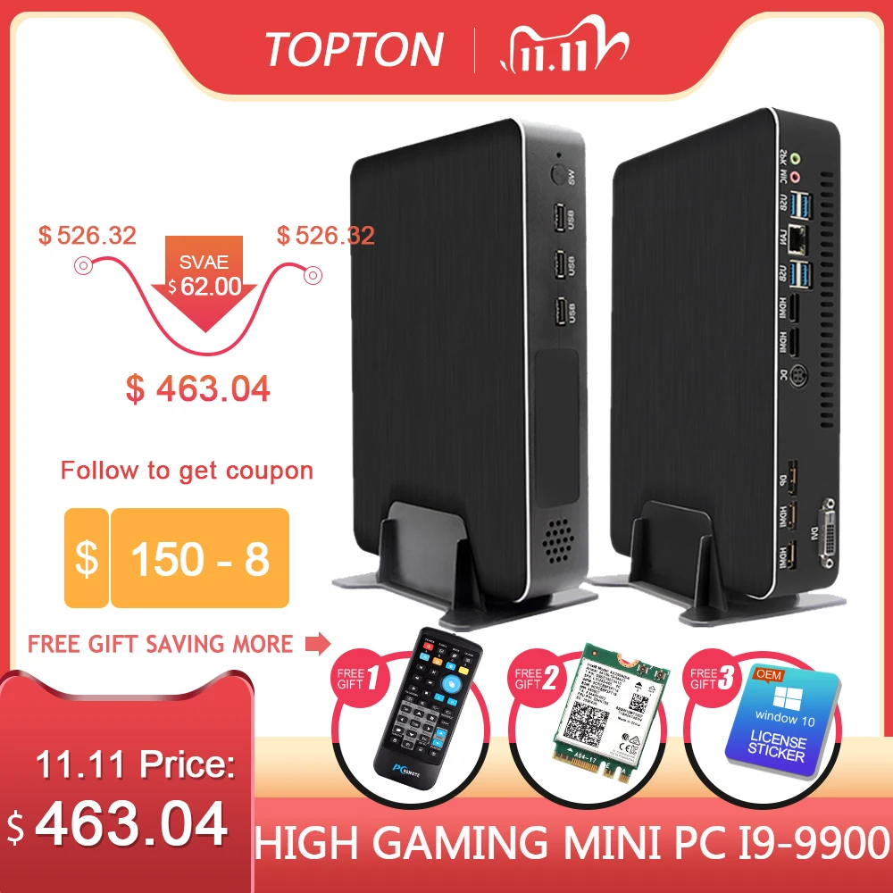 Игровой Настольный ПК Intel Core Φ GeForce GTX 1650 4GB GDDR6 2 * DDR4 Mini PC Windows 10 4K HDMI2.0 DP WiFi|Мини ПК| |