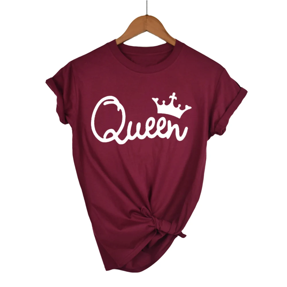 Женская футболка с принтом короны Queen Couples летняя круглым вырезом 100% хлопок