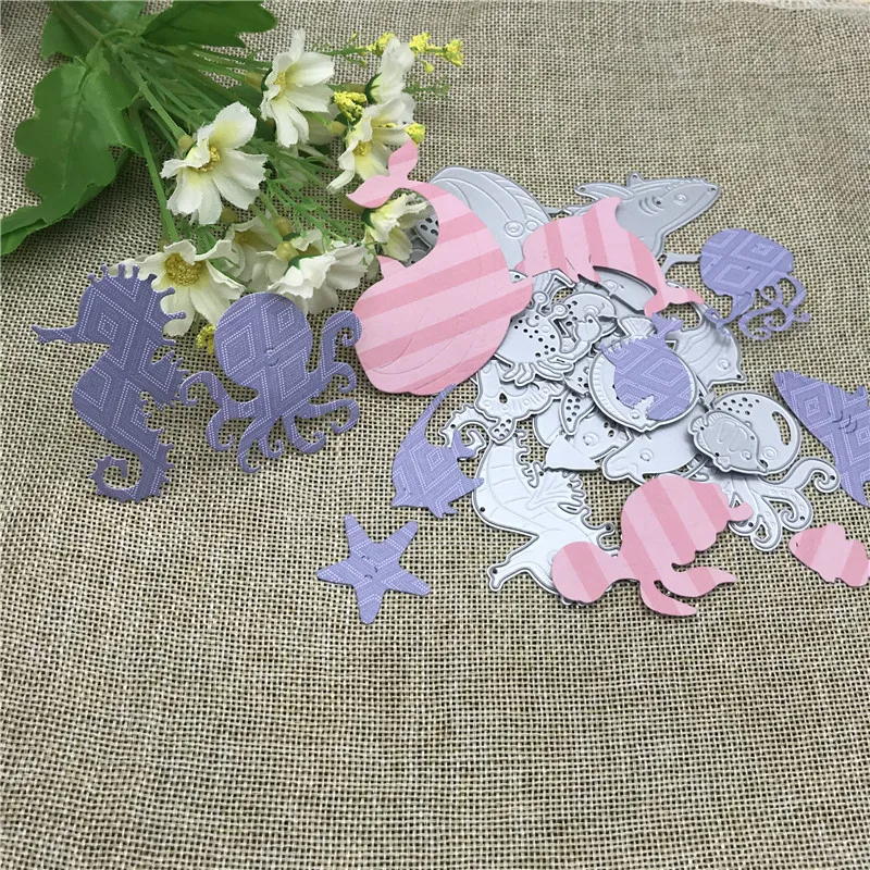 

16Pcs lovely sea background frame Metal Cutting Dies for DIY Scrapbooking Album Paper Cards Decorative Crafts Embossing Die Cuts