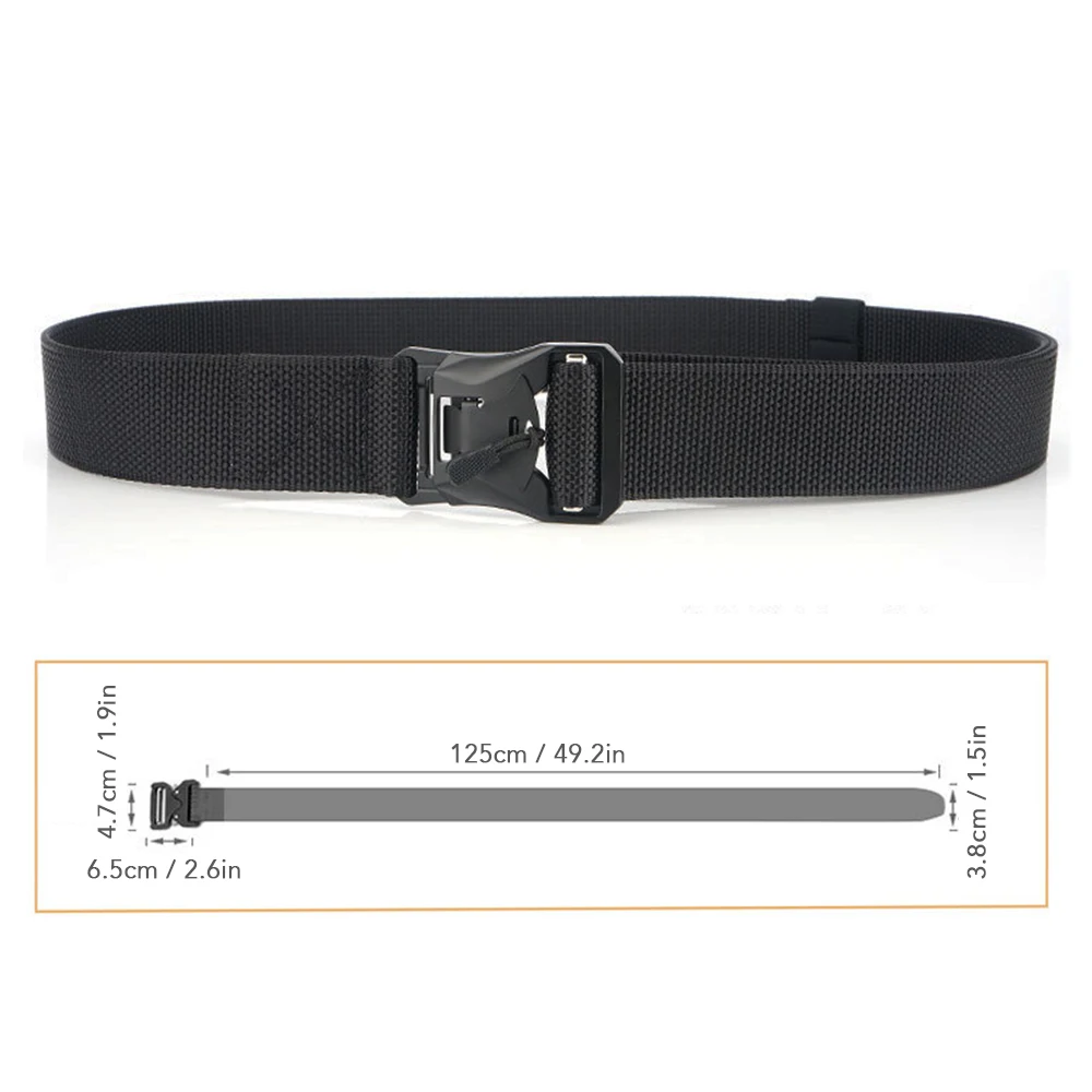 

Adjustable Tactical Belt Men Women Waist Belts 49.2 Inch Webbing Belt with Quick Release Magnetic Buckle for Camping Hiking