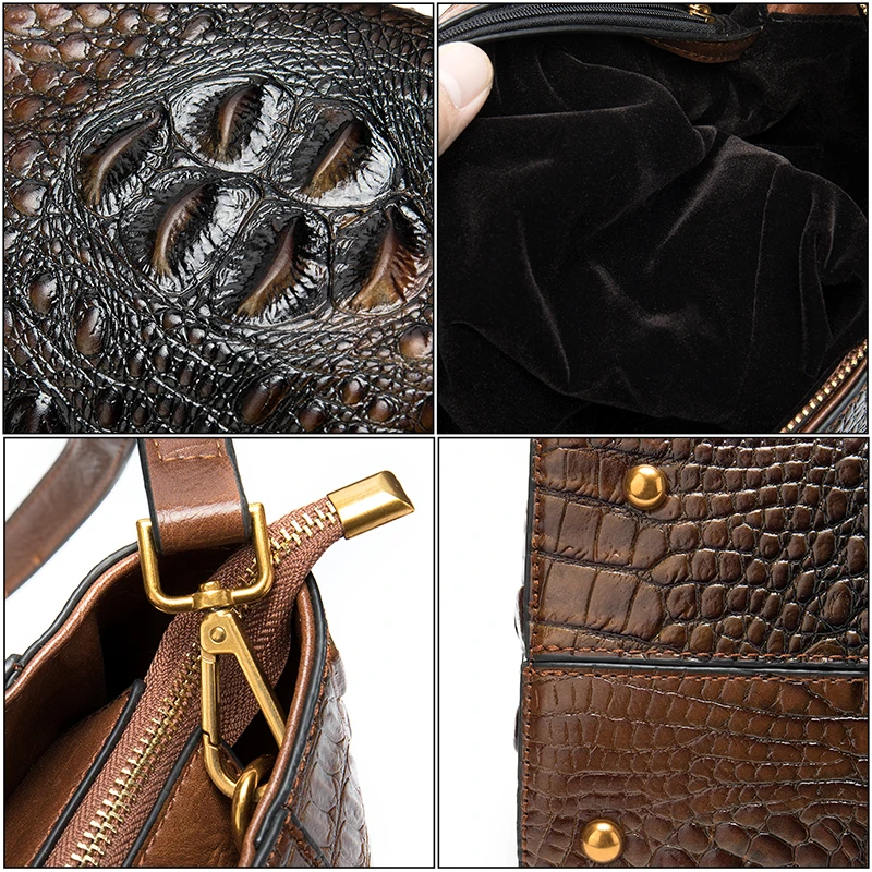 WESTAL Womens Genuine Leather Handbags Luxury Handbags Women Bags Designer Alligator top-handle Bags Messenger Bag Women Leather