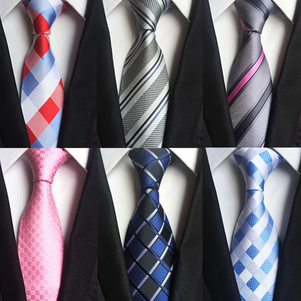 Модные галстуки классические полосатые шелковые в клетку 8 см для мужчин из