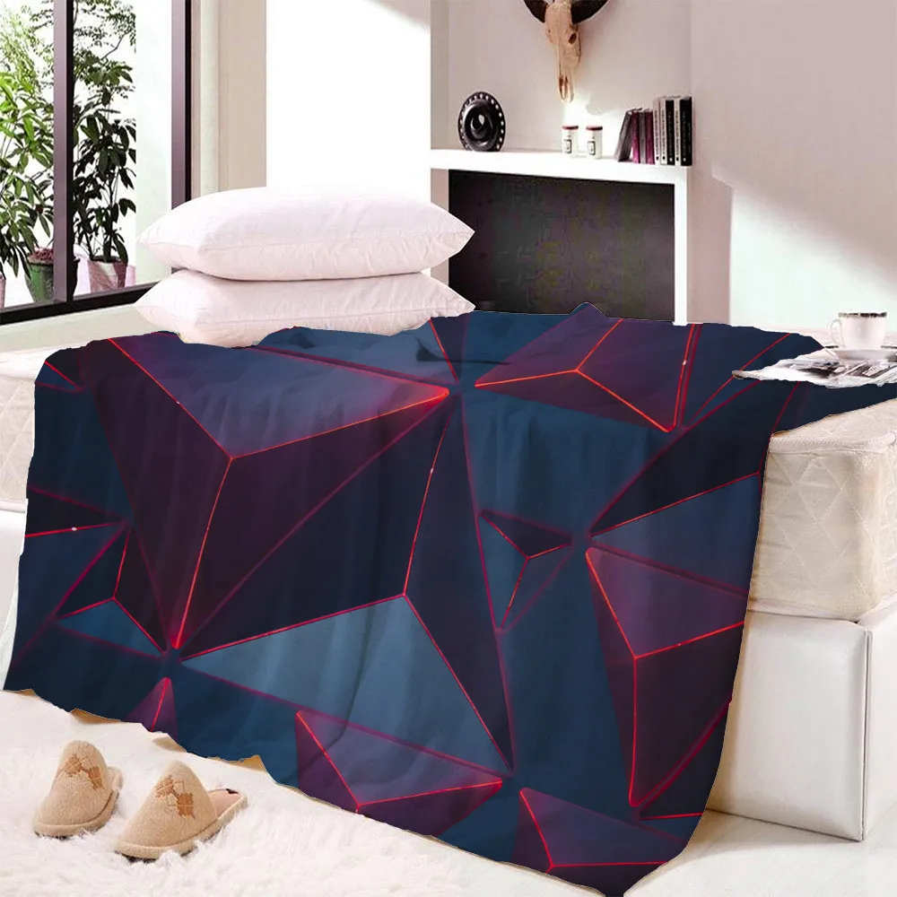

Winter Throw Blanket Nordic Cartoon Geometry Blankets for Beds Coral Fleece Bedspread Modern Modern Geometry Bed Cover