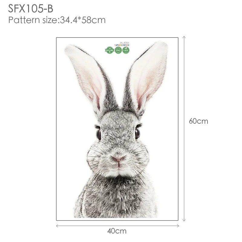 Мультяшные милые наклейки на стену с животными девочка кролик олень Лев собака