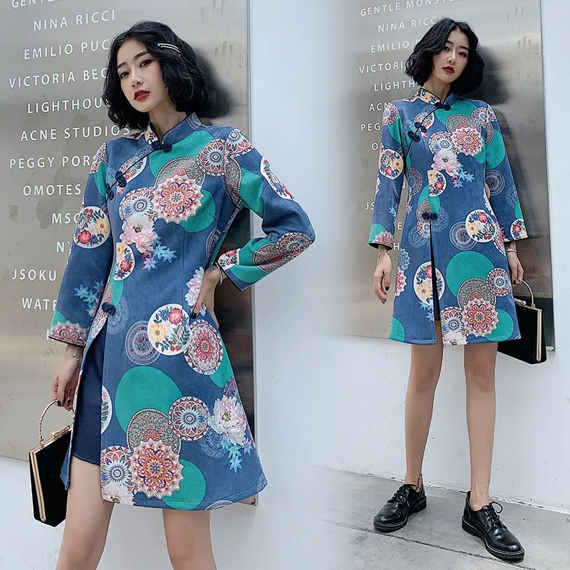 2020 летние новые китайские традиционные улучшенные Cheongsam милые замшевые Миди
