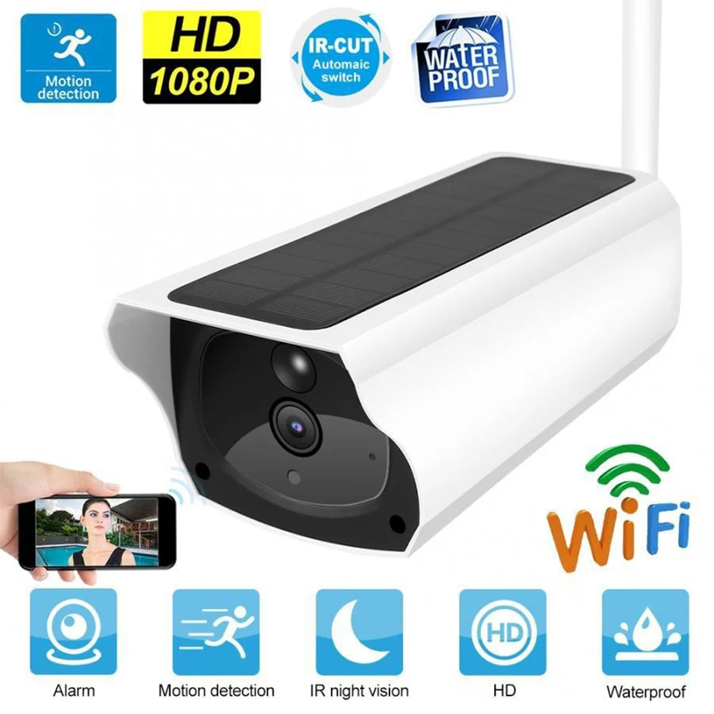 

Водонепроницаемая беспроводная Wi-Fi камера на солнечной батарее, 1080p