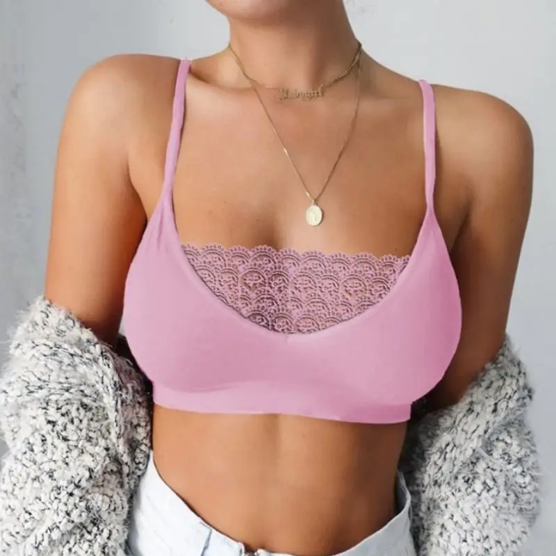 Bras For Women Bottoming Tube Top Sexy Lace Bralette Thin Straps Solid Color lingerie Wireless Brassiere Underwear 5XL | Женская одежда - Фото №1