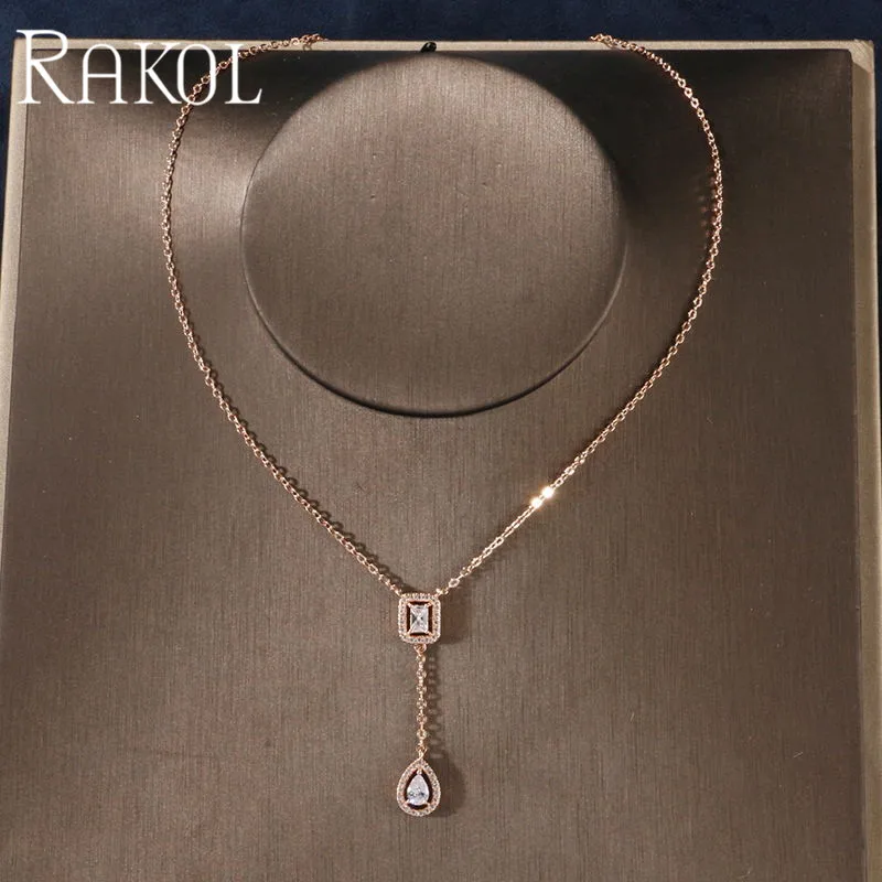 Rakolfashion, простые ювелирные изделия из кубического циркония, женское ожерелье, вечерние аксессуары для девушек, Подарок на годовщину, RL20689