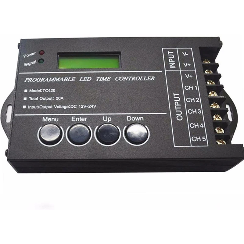 

DC12-24V 20A 5 Channel Programmable LED Time Controller - LED Dimmer Controller for RGBW/RGB/Dual Color/Single Color LED Lights