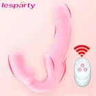 10 скоростей без бретелек вибратор Strapon женский Двойной вибрирующий для точки G взрослый интимные игрушки для женщин пара Анальный массажер простаты