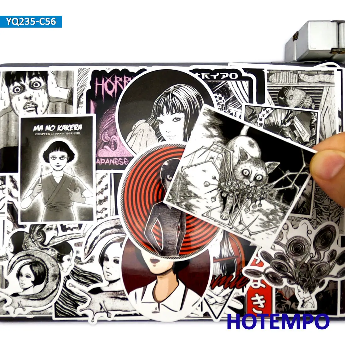 

56 шт., Ито Дзюнджи, комиксы ужасов, ужас, аниме, телефон, ноутбук, скейтборд, мотоцикл, автомобильные наклейки, пакет для багажа, велосипеда, му...