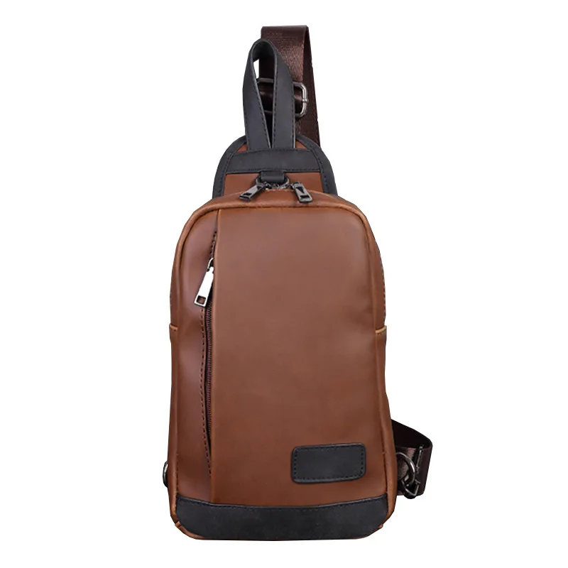 Мужская нагрудная Сумка слинг из ПУ кожи повседневный мессенджер модная