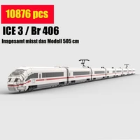 new moc ice 3 br 406 car passenger train sets fit moc 38302 german train city model building blocks toy gift kid