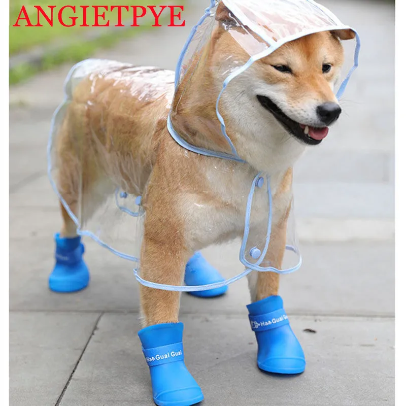 

ANGIETPYE Dog Shoes For Small Dogs Top Soft Silicone Dog Shoes Cute Design Waterproof Resistance Sliding Dog Shoes In Rainy