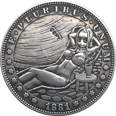 Хобо Никель 1881-CC сша Морган долларовая Монета КОПИЯ Тип 103