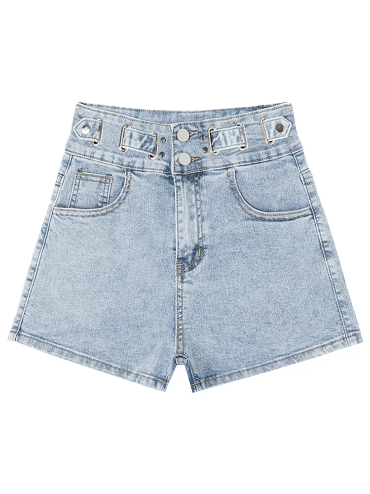 

2021summer New Korean Style New Slim Fit Slimming A- line Pants Fashion High Waist Loose Elastic Jeans for Women