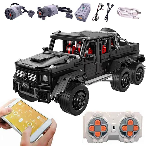 with motor LE-J901 Technic RC Автомобильная серия MOC SUV 6x6 LAND крейсерская модель с светодиодный строительными блоками внедорожные транспортные средства кирпичи игрушки 3300 шт - Цвет: with motor