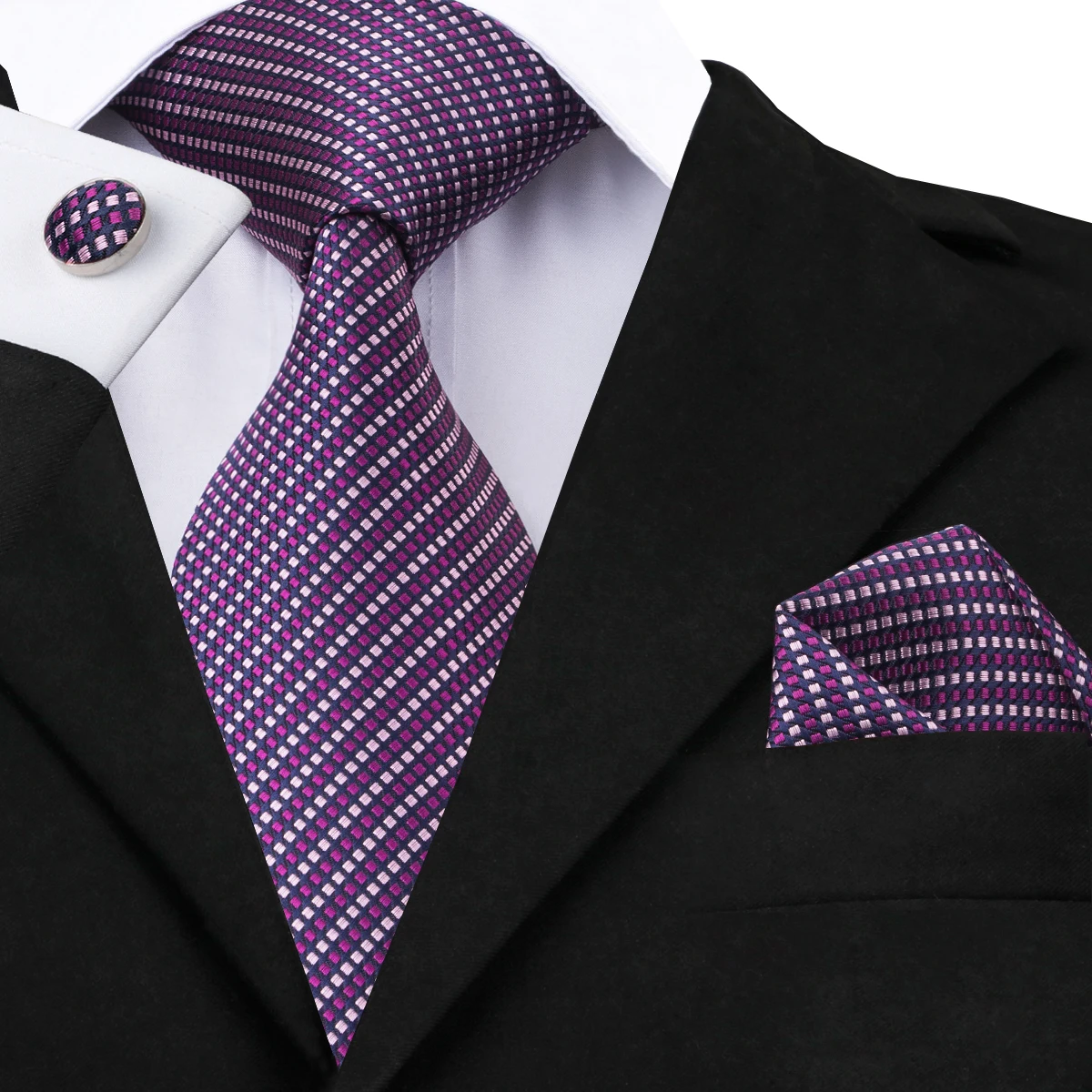 Hi-Tie Casual Style Neckties For Men Silk Jacquard Woven Top Quality Ties Handkerchief Cuff Links Set Suit Wedding Party | Аксессуары