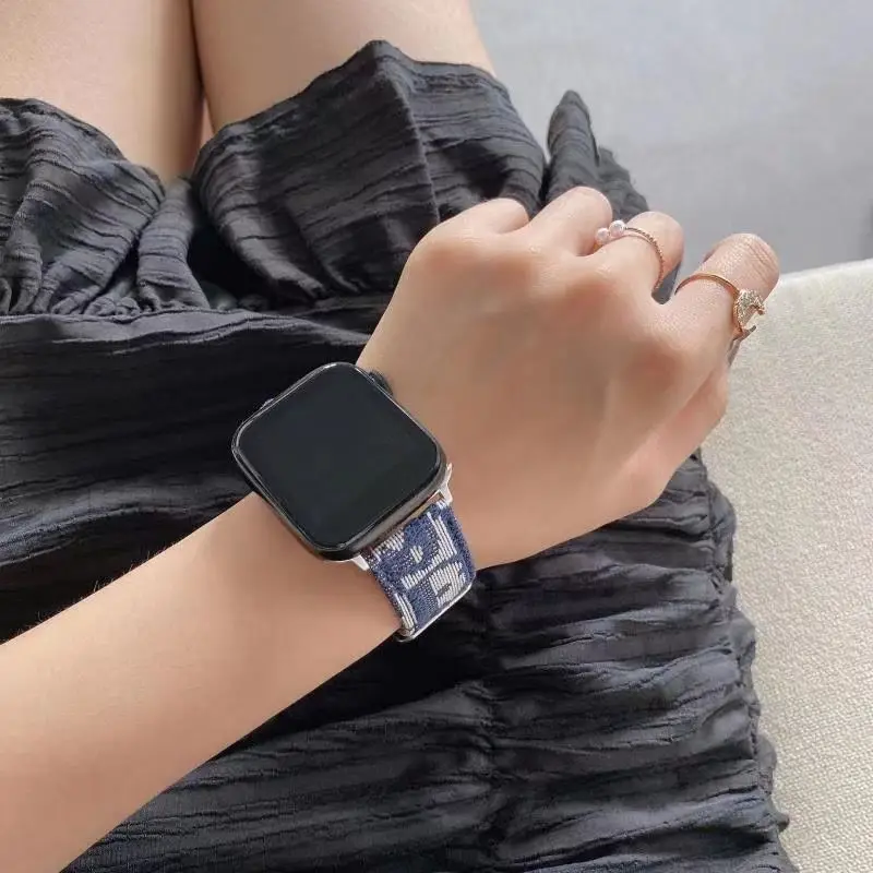 Ремешок для часов Apple Watch Series 7 Band 41 мм 45 роскошный браслет с вышивкой iWatch series 3 4 5 6 SE