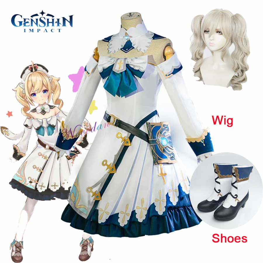 

Anime Game Genshin Impact Barbara Cosplay Costume Party Dress Wig Shoes Adult Women Halloween Carnival Cosplay Clothing Outfit