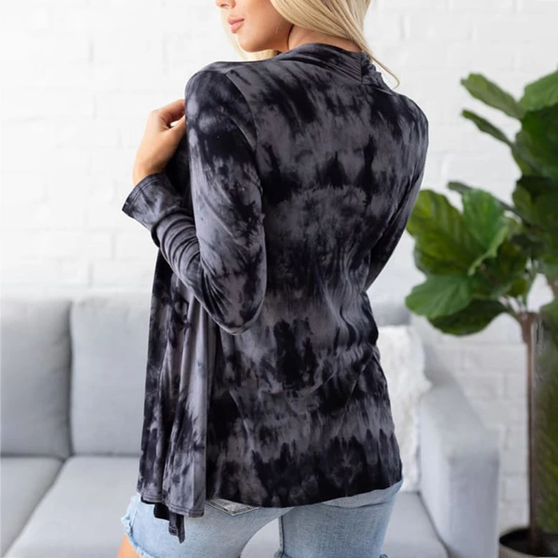 

Fashion Women Tie Dyeing Cardigan Coats New Fall Spring Office Lady Long Sleeve Lapel Jackets Casual Female Outerwear Coats