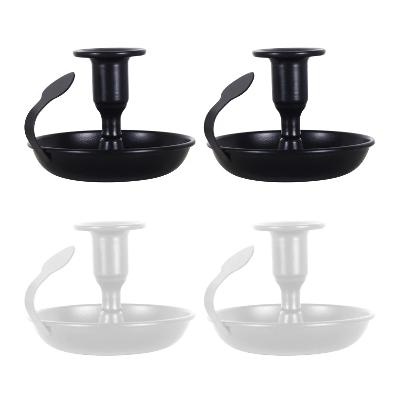 2pcs Retro Black Iron Candlestick Holders Candlelight Candle Holder Stand Vintage Candelabra Candelabrum for Valentine