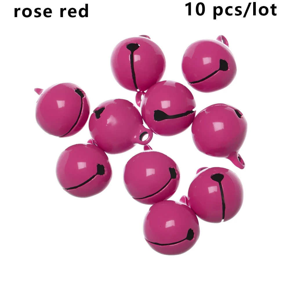 rose red 10 шт цветные Свободные металлические бусины, железные колокольчики, рождественские подвесные Подвески, Колокольчик для елки, праздничные декоративные шары, поделки своими руками - Цвет: rose red