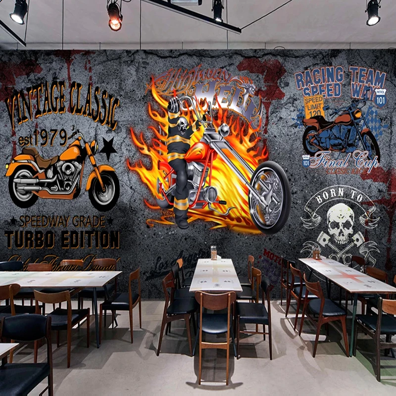 3D уличный граффити мотоциклетная фотография стены картина ресторан кафе бар KTV