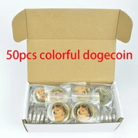hot 50pcs gold silver plated dogecoin coin wow doge coin metal coin for collection