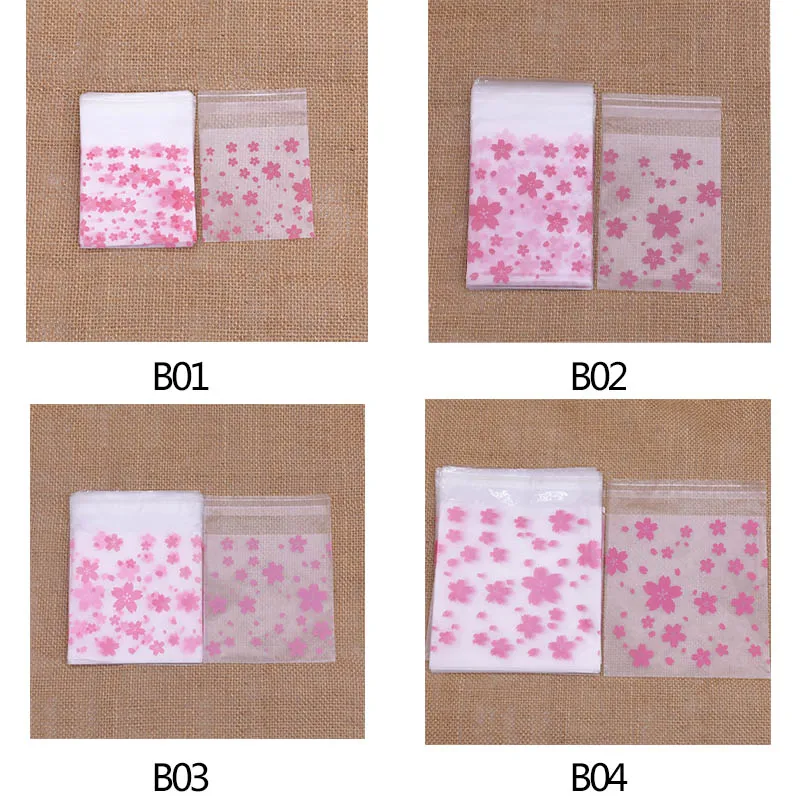 Прозрачные пакеты для конфет с принтом розовых вишневых цветов подарочные