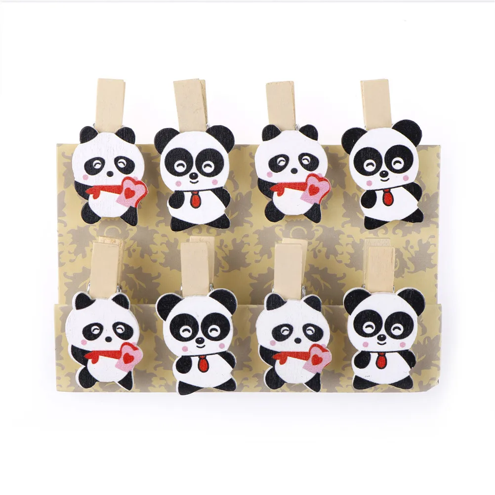 

8Pcs/lot Wooden Photo Clip Cute Zebra Duck Panda Elephant Peg Clothespin Picture Craft Clips DIY Clothes Paper Stationery