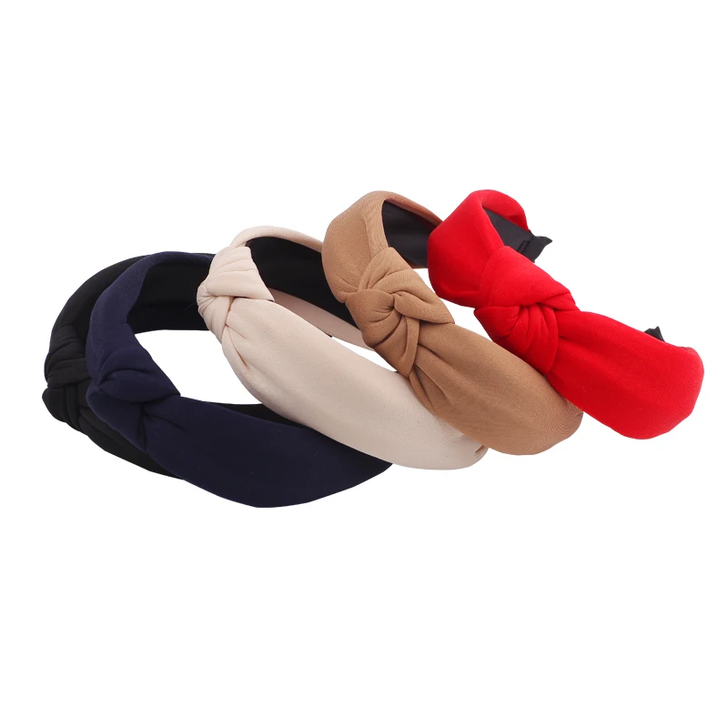 Зимний ободок сплошной цвет ткань повязка на волосы с крестиком голову для