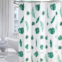 Shower Curtain Waterproof Polyester Quick-Drying Weighted Hem Shower Curtains Set for Bathroom Durable and Washable with Hooks