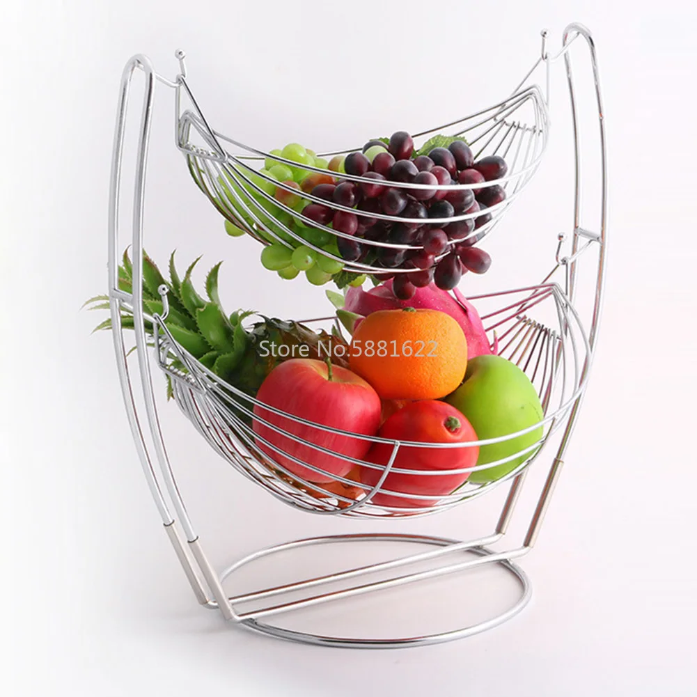 

Double-deck Removable Fruit Basket Durable Large Capacity Fruit Stand Holder Plate Rack Home Decorative