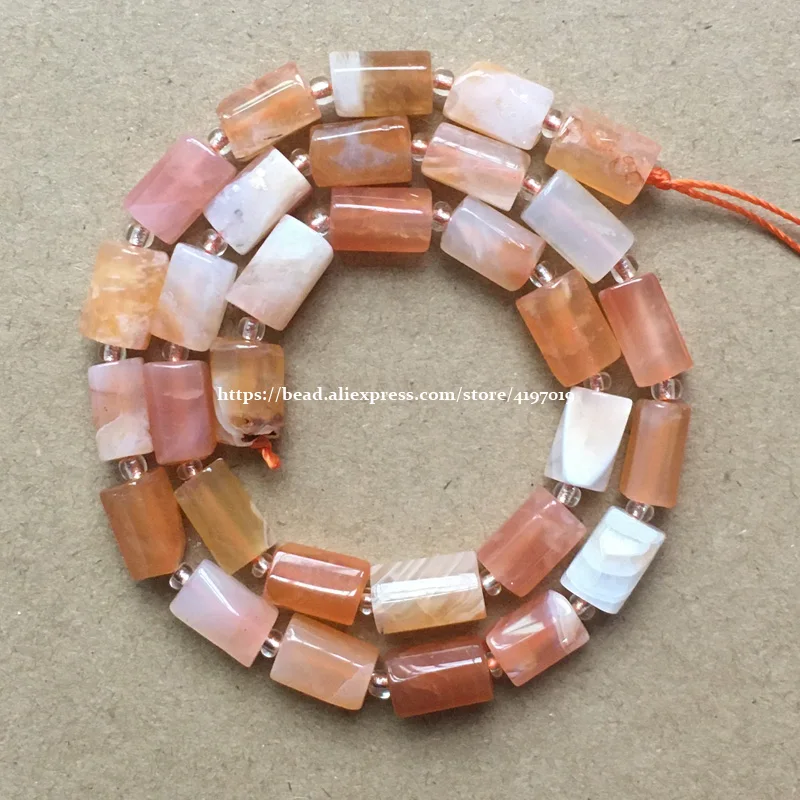 

7 дюймов натуральный граненый оранжевый ботсванские Агаты цилиндр каменные бусины-разделители для изготовления ювелирных изделий DIY