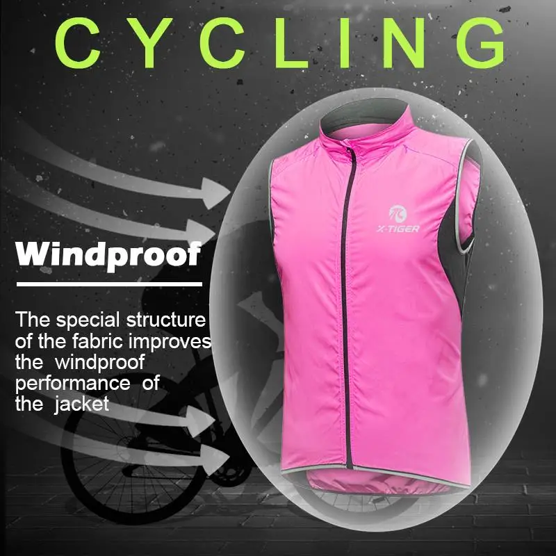 

X-TIGER Woman Outdoor Sport Sleeveless Jacket Reflective Safety Cycling Vest Jacket Windproof Bike Clothing Bicycle Jersey Coat